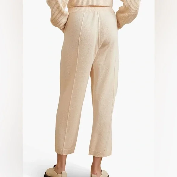 LoveShackFancy Foxglove cropped cashmere track pants Women Cream Cashmere Pants Jumpsuits